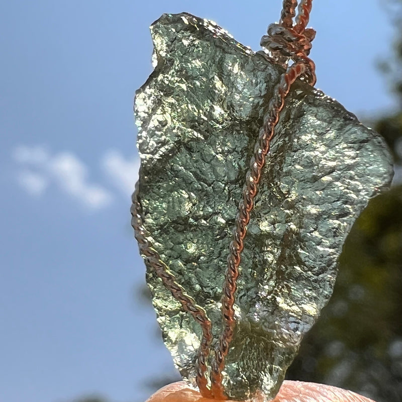 Moldavite Wire Wrapped Pendant Sterling Silver #5453-Moldavite Life