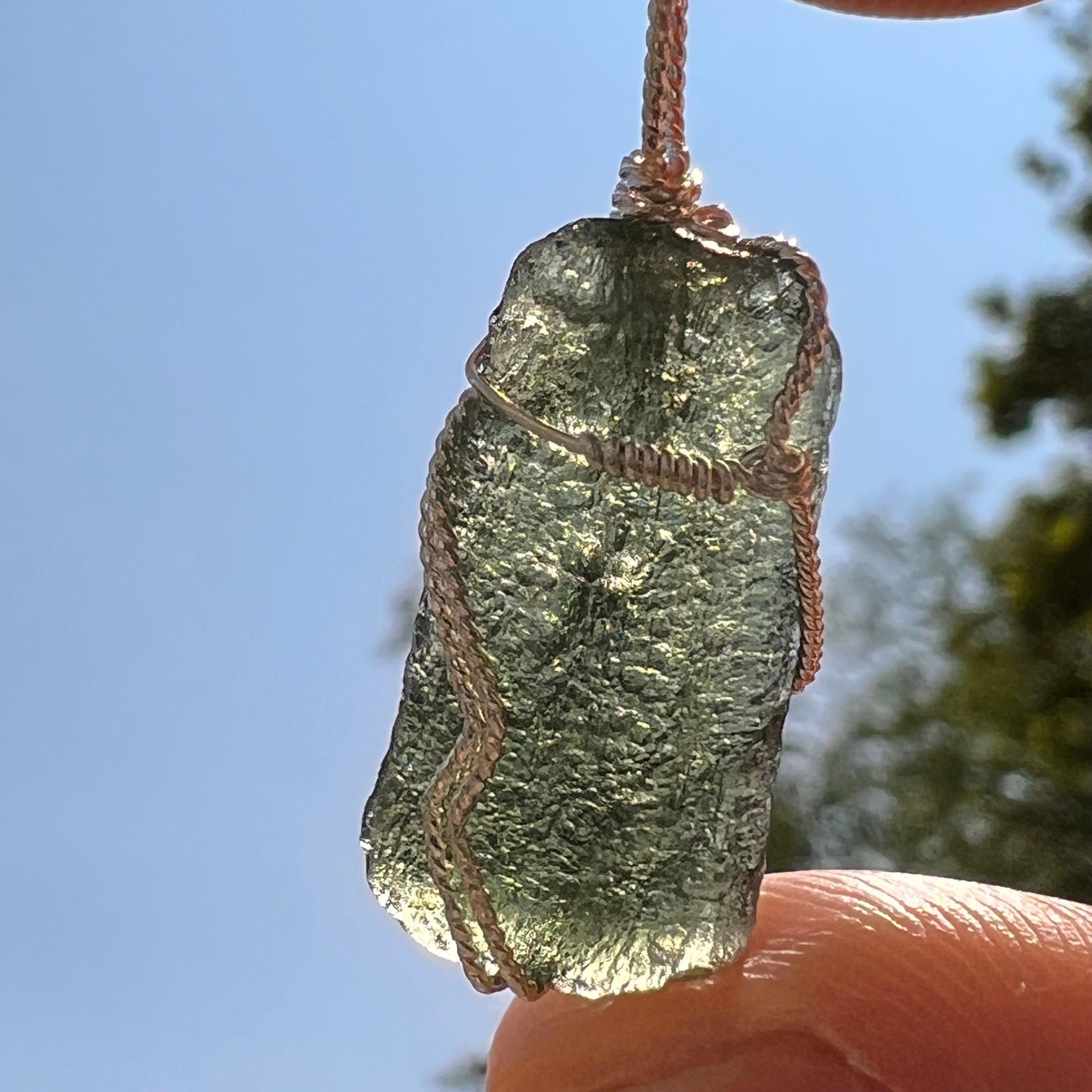 Moldavite Wire Wrapped Pendant Sterling Silver #5460-Moldavite Life