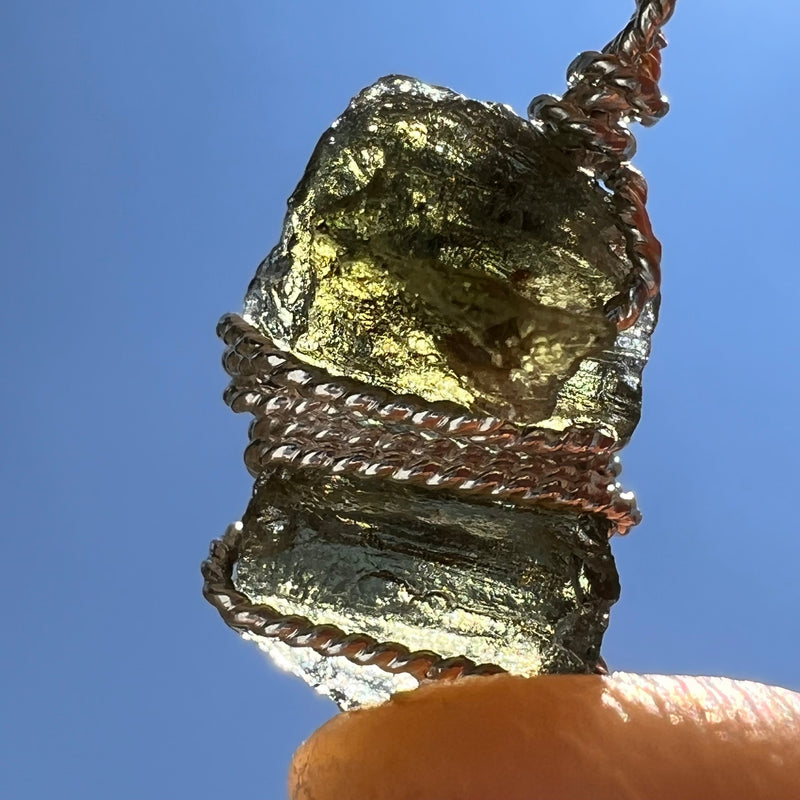 Moldavite Wire Wrapped Pendant Sterling Silver #5680-Moldavite Life