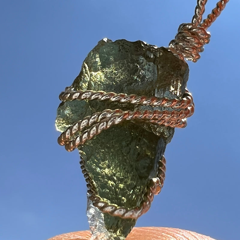Moldavite Wire Wrapped Pendant Sterling Silver #5683-Moldavite Life