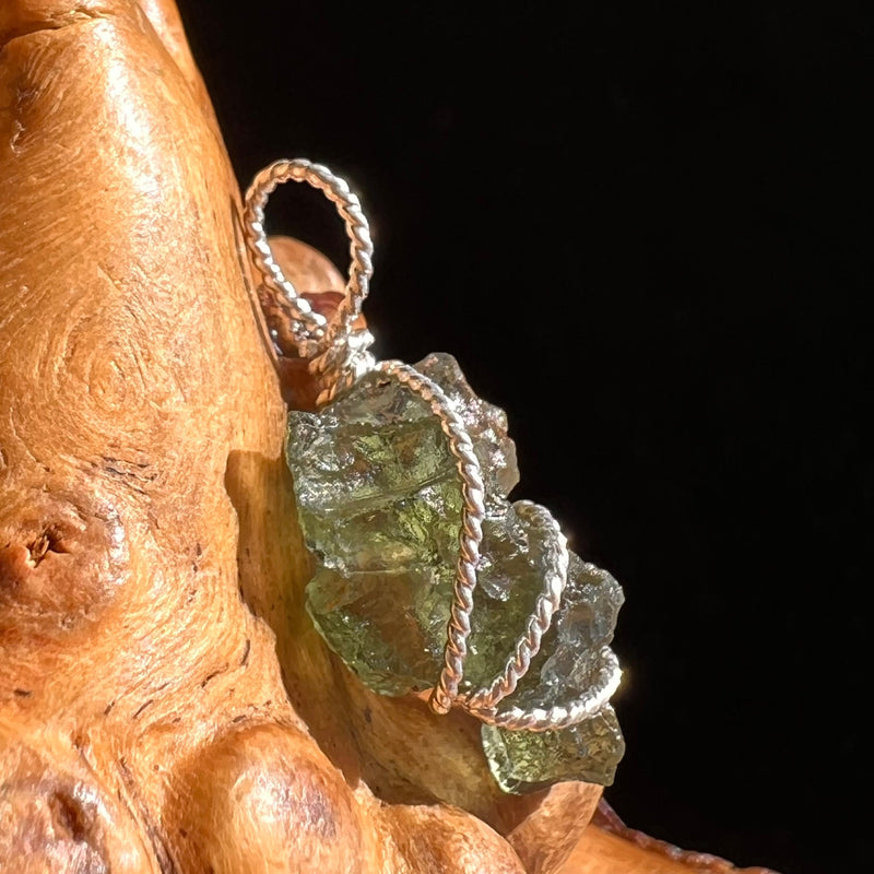 Moldavite Wire Wrapped Pendant Sterling Silver #5685-Moldavite Life