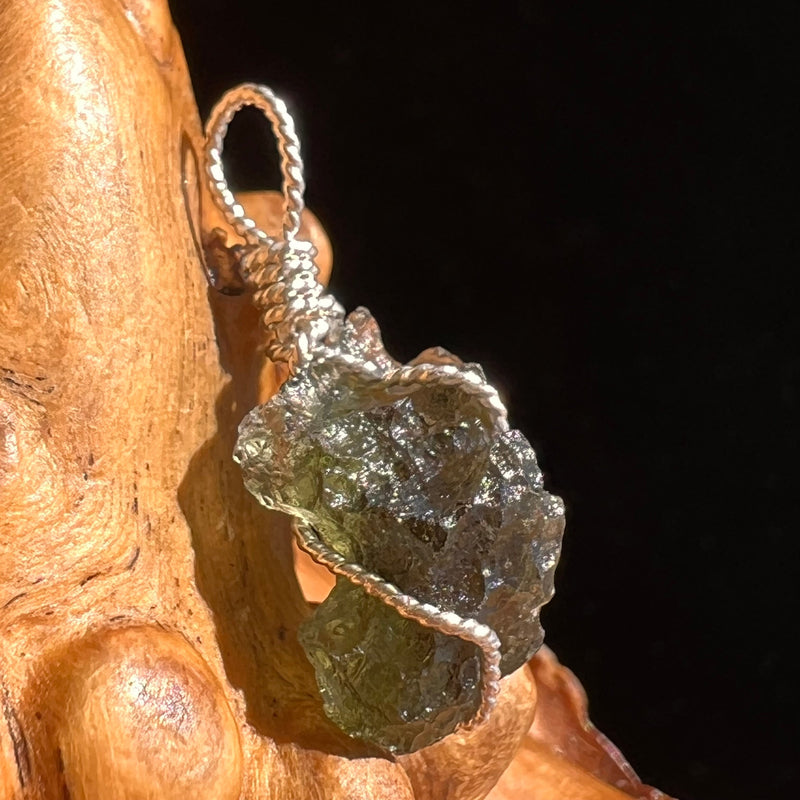 Moldavite Wire Wrapped Pendant Sterling Silver #5691-Moldavite Life