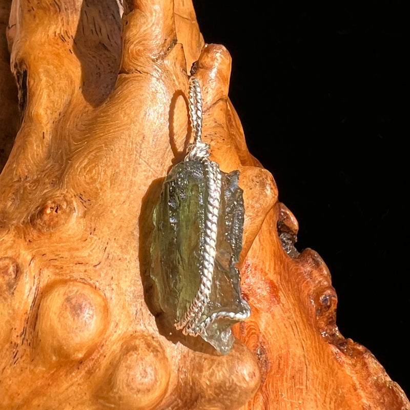 Moldavite Wire Wrapped Pendant Sterling Silver #5700-Moldavite Life