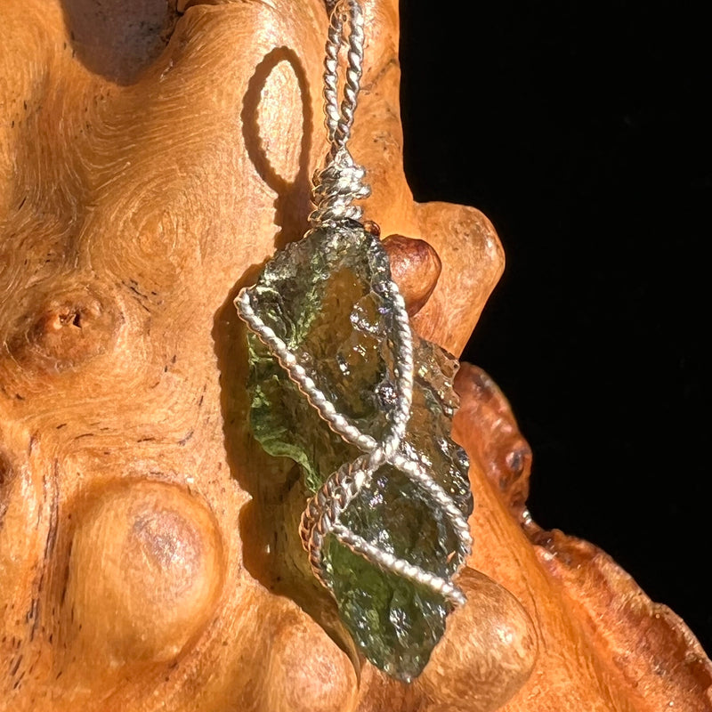 Moldavite Wire Wrapped Pendant Sterling Silver #5701-Moldavite Life