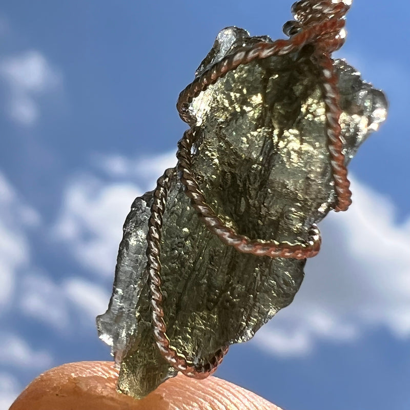 Moldavite Wire Wrapped Pendant Sterling Silver #5704-Moldavite Life