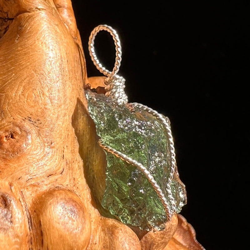 Moldavite Wire Wrapped Pendant Sterling Silver #5707-Moldavite Life
