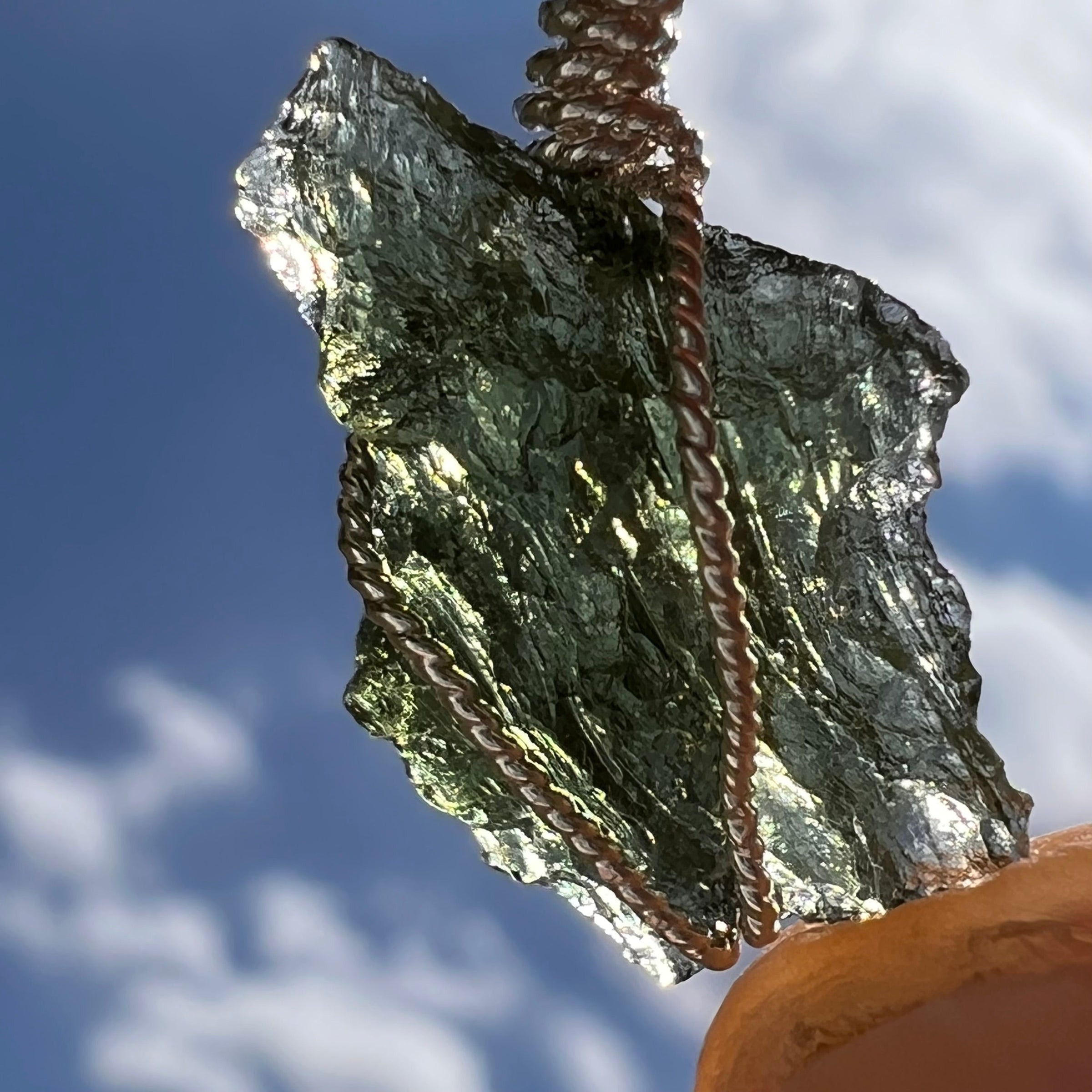 Moldavite Wire Wrapped Pendant Sterling Silver #5707-Moldavite Life
