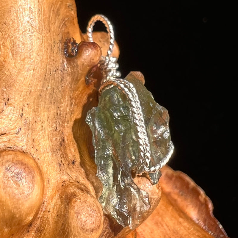Moldavite Wire Wrapped Pendant Sterling Silver #5710-Moldavite Life