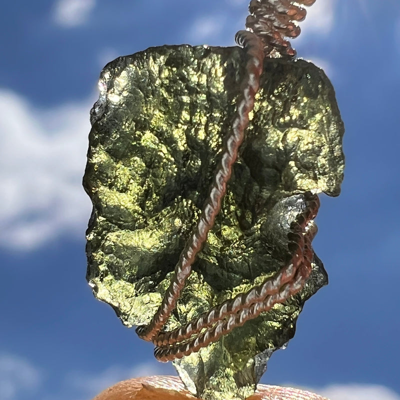 Moldavite Wire Wrapped Pendant Sterling Silver #5712-Moldavite Life