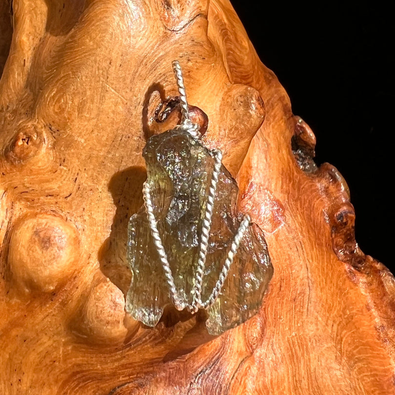 Moldavite Wire Wrapped Pendant Sterling Silver #5714-Moldavite Life