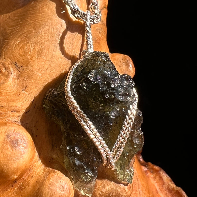 Moldavite Wire Wrapped Pendant Sterling Silver #5715-Moldavite Life