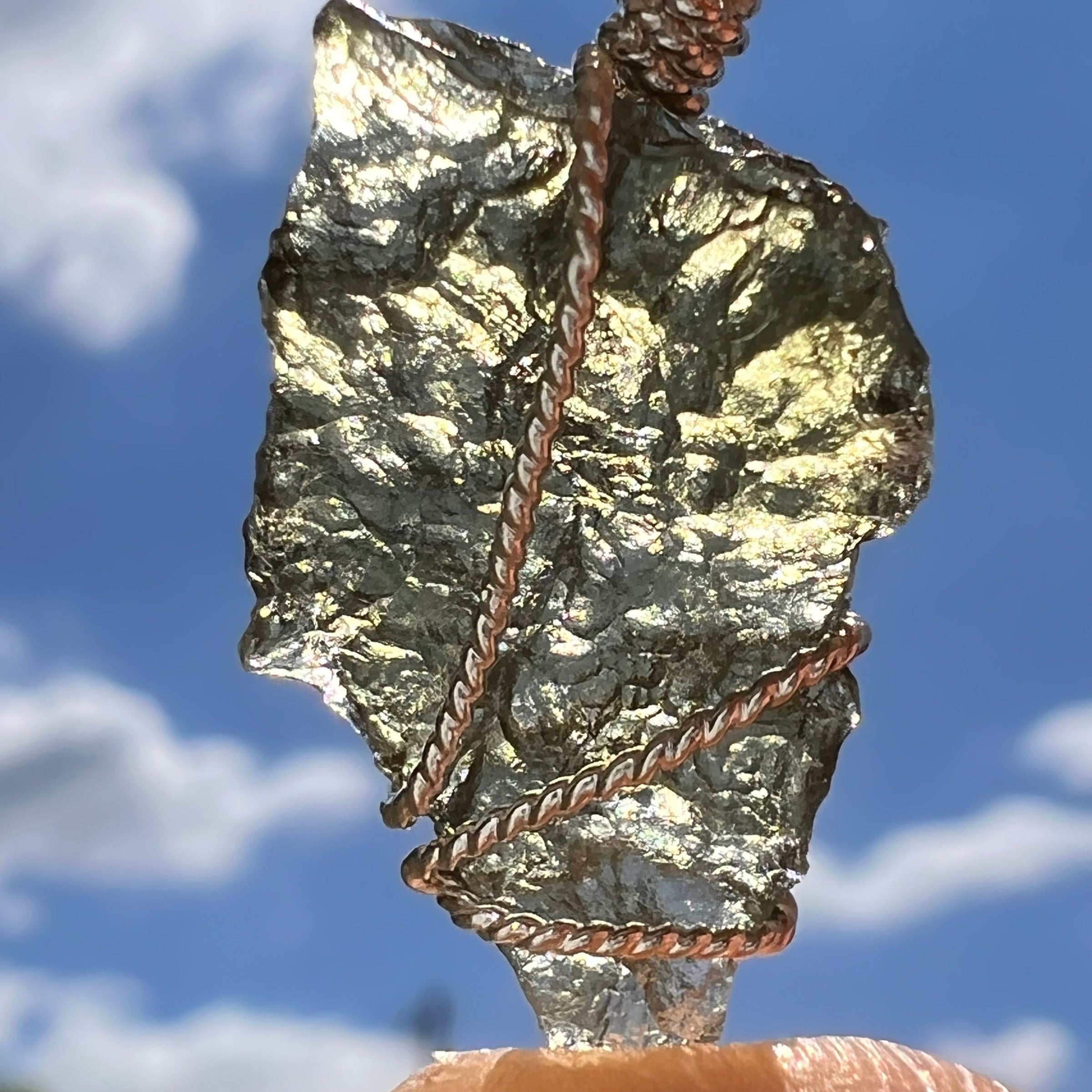 Moldavite Wire Wrapped Pendant Sterling Silver #5717-Moldavite Life