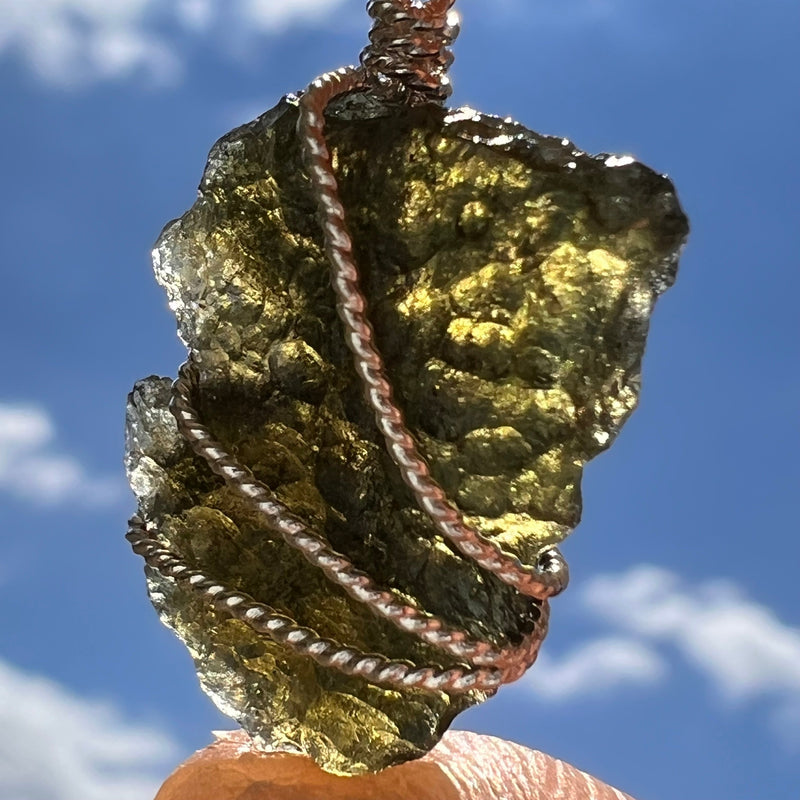 Moldavite Wire Wrapped Pendant Sterling Silver #5718-Moldavite Life