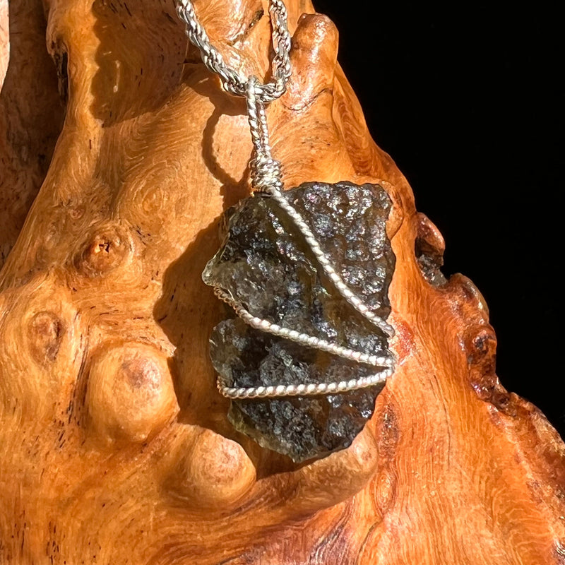 Moldavite Wire Wrapped Pendant Sterling Silver #5718-Moldavite Life