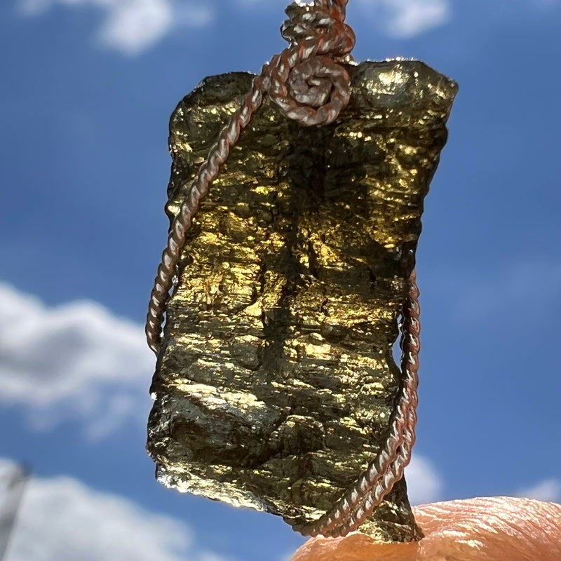 Moldavite Wire Wrapped Pendant Sterling Silver #5719-Moldavite Life
