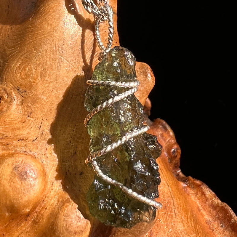 Moldavite Wire Wrapped Pendant Sterling Silver #5721-Moldavite Life