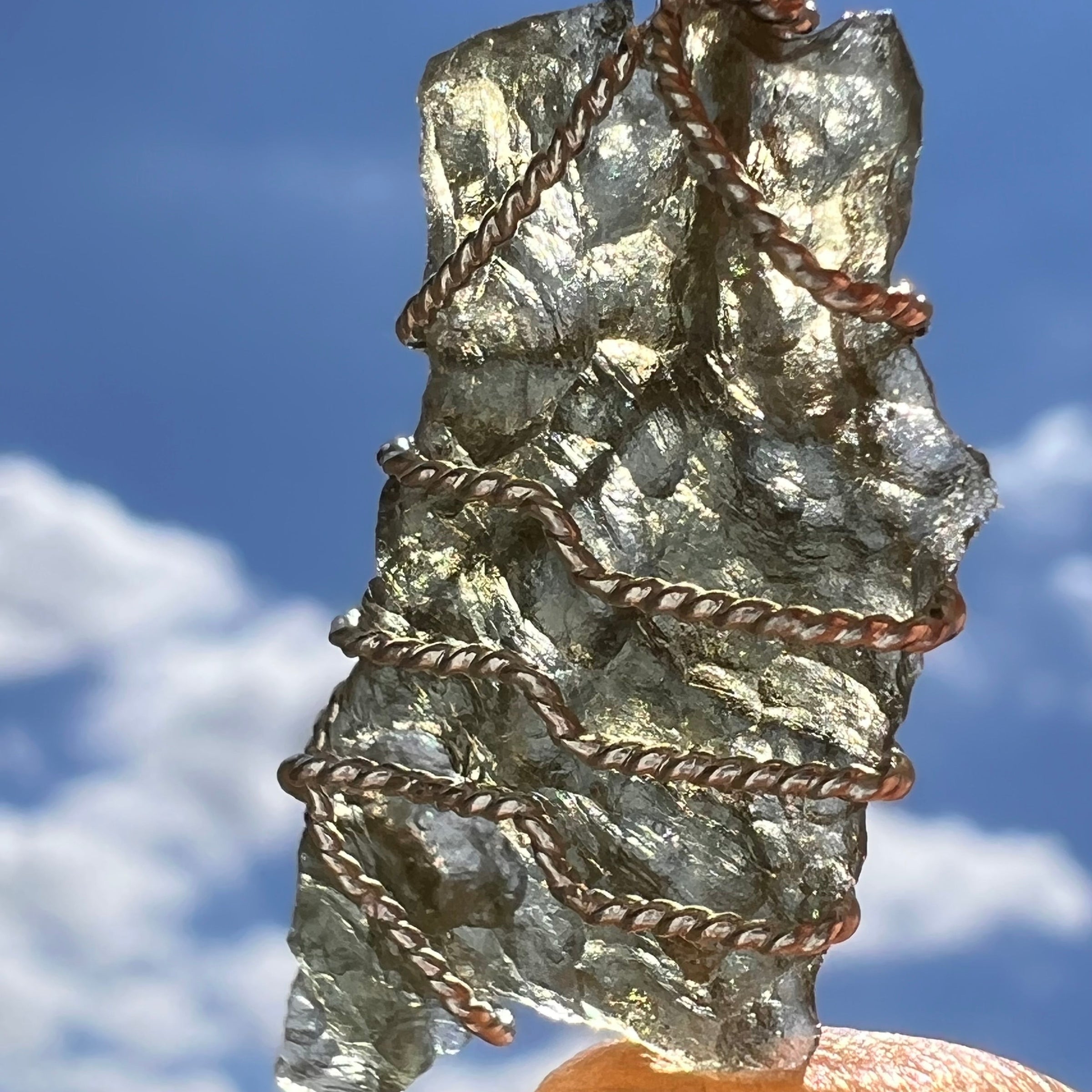 Moldavite Wire Wrapped Pendant Sterling Silver #5728-Moldavite Life