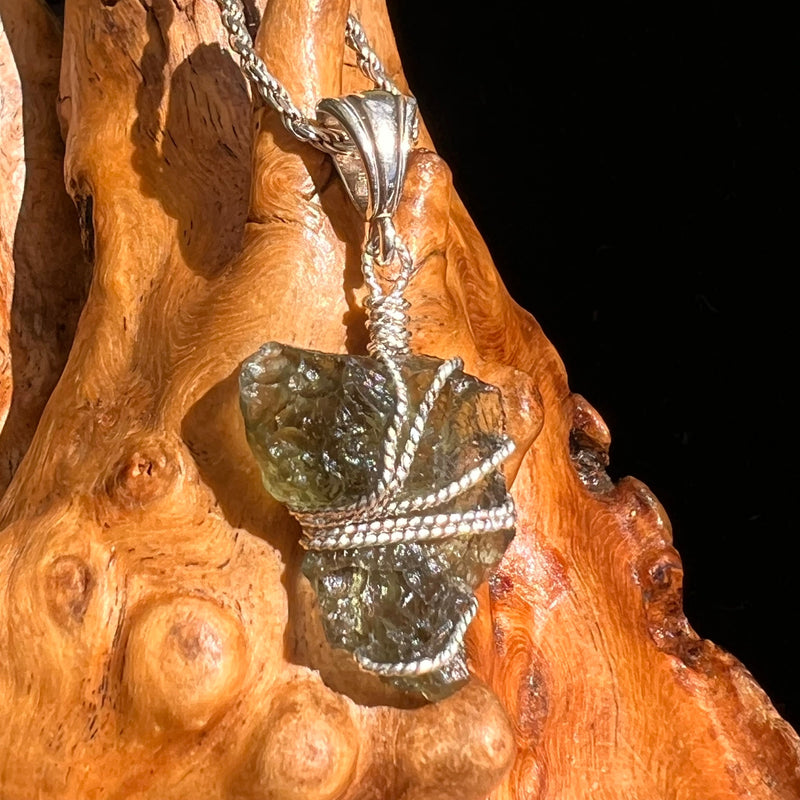 Moldavite Wire Wrapped Pendant Sterling Silver #5733-Moldavite Life