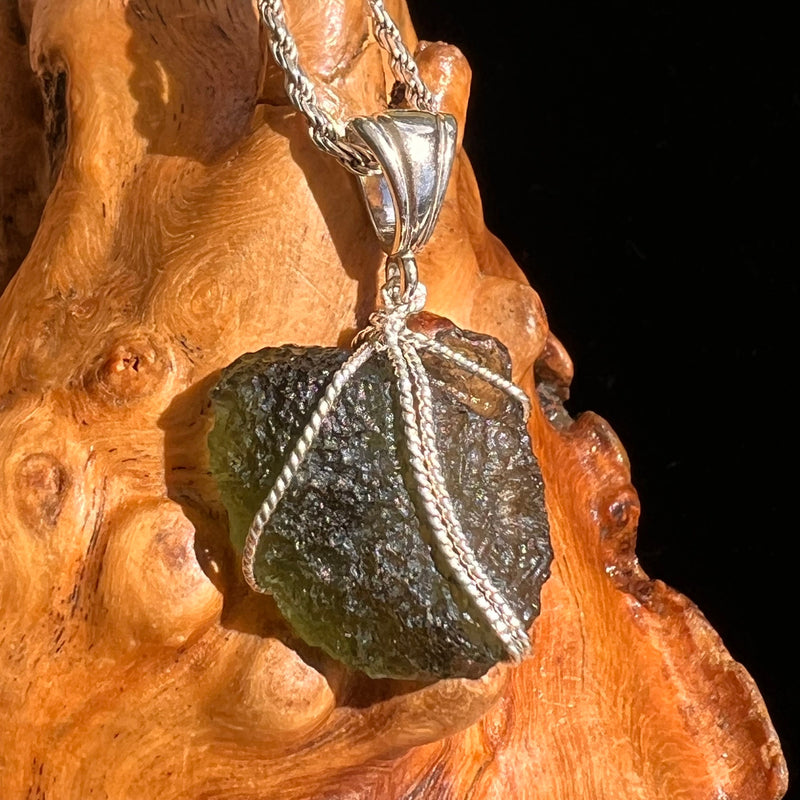 Moldavite Wire Wrapped Pendant Sterling Silver #5734-Moldavite Life