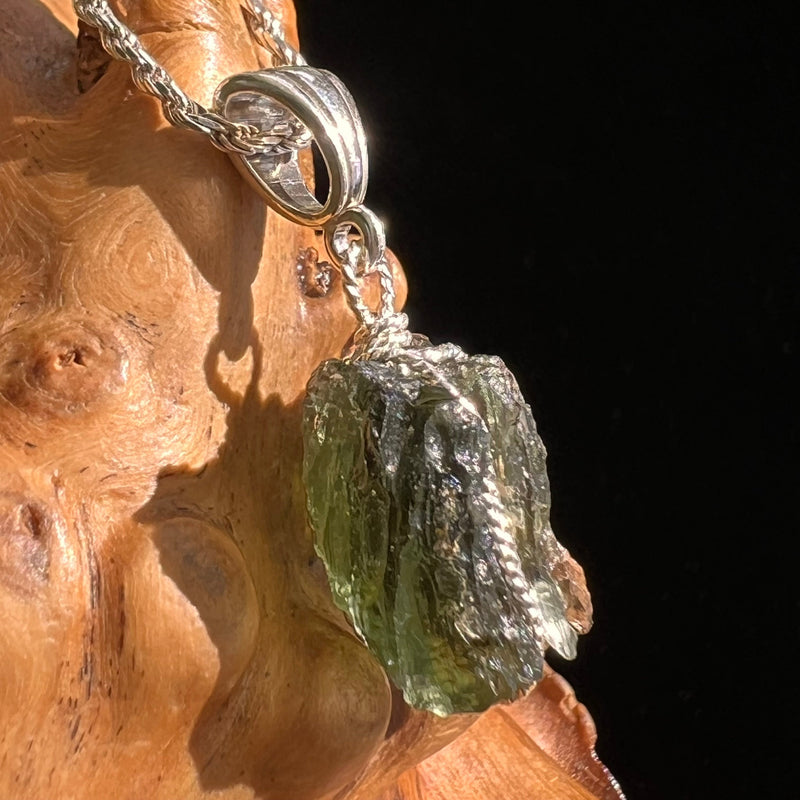 Moldavite Wire Wrapped Pendant Sterling Silver #5735-Moldavite Life