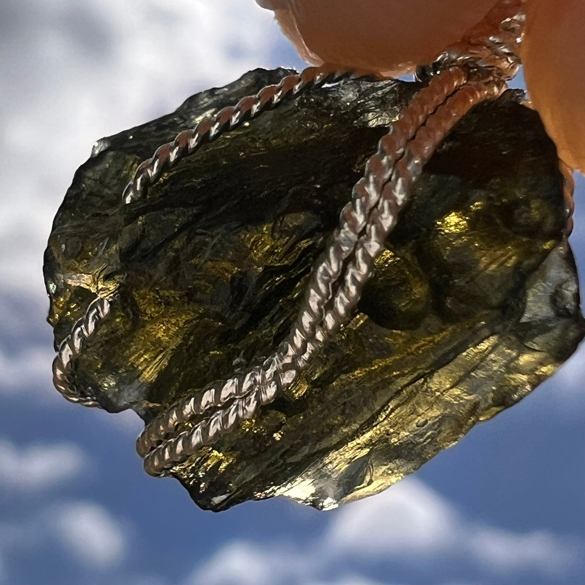 Moldavite Wire Wrapped Pendant Sterling Silver #5736-Moldavite Life