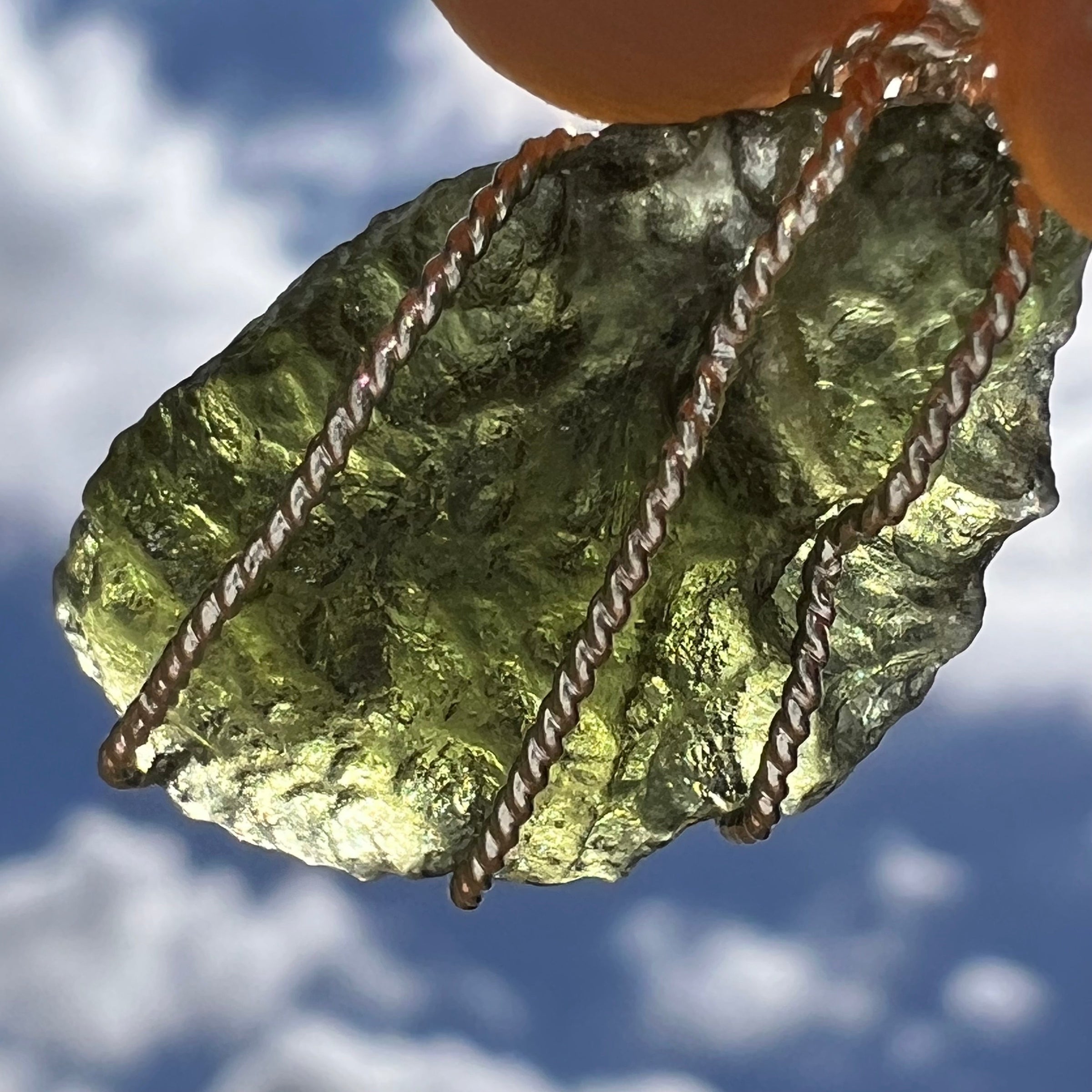 Moldavite Wire Wrapped Pendant Sterling Silver #5737-Moldavite Life