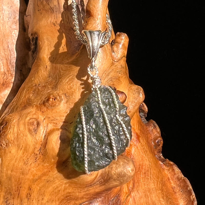 Moldavite Wire Wrapped Pendant Sterling Silver #5737-Moldavite Life