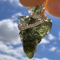 Moldavite Wire Wrapped Pendant Sterling Silver #5744-Moldavite Life