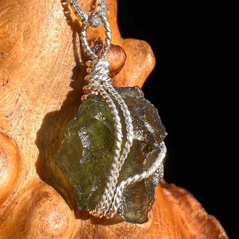Moldavite Wire Wrapped Pendant Sterling Silver #5767-Moldavite Life
