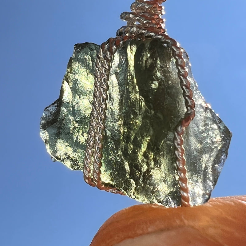 Moldavite Wire Wrapped Pendant Sterling Silver #5771-Moldavite Life