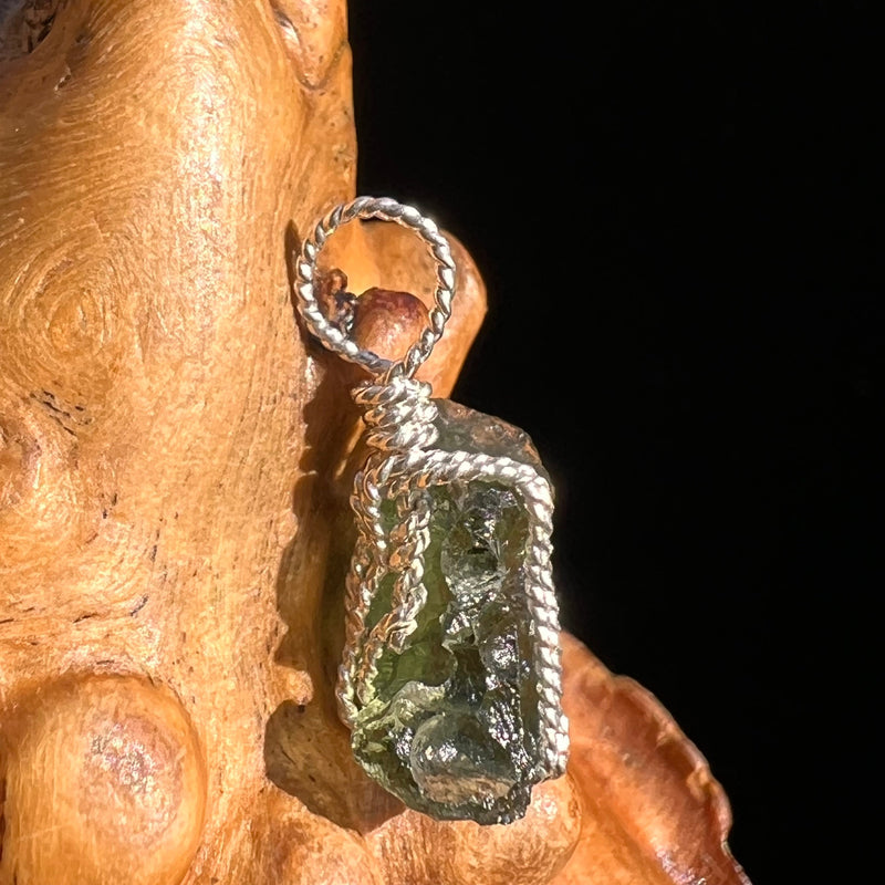 Moldavite Wire Wrapped Pendant Sterling Silver #5775-Moldavite Life