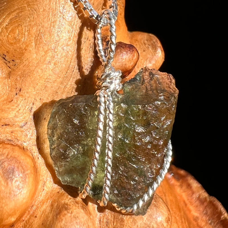 Moldavite Wire Wrapped Pendant Sterling Silver #5776-Moldavite Life