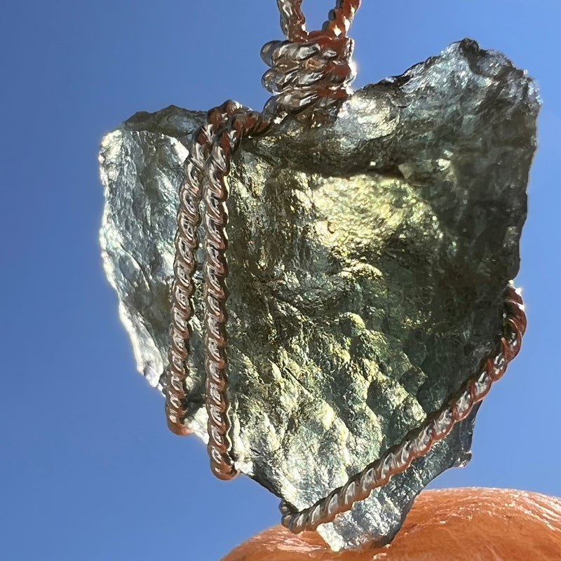 Moldavite Wire Wrapped Pendant Sterling Silver #5776-Moldavite Life