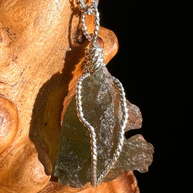 Moldavite Wire Wrapped Pendant Sterling Silver #5779-Moldavite Life