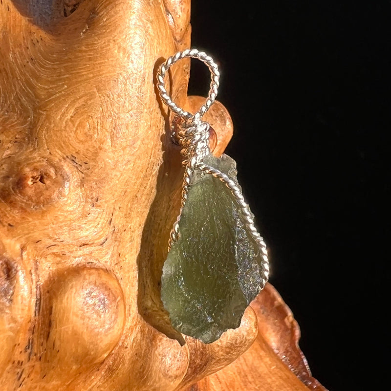 Moldavite Wire Wrapped Pendant Sterling Silver #5779-Moldavite Life