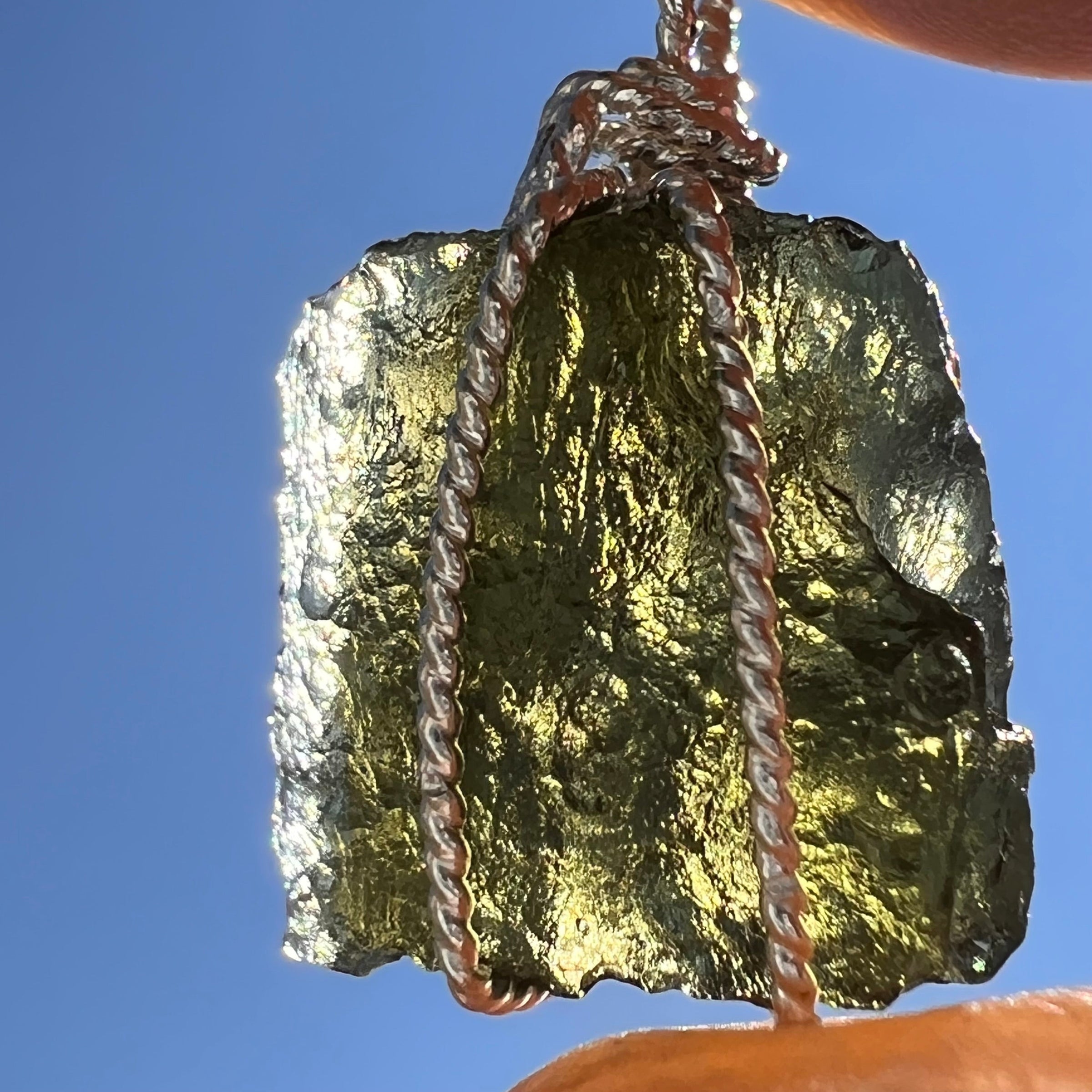 Moldavite Wire Wrapped Pendant Sterling Silver #5780-Moldavite Life