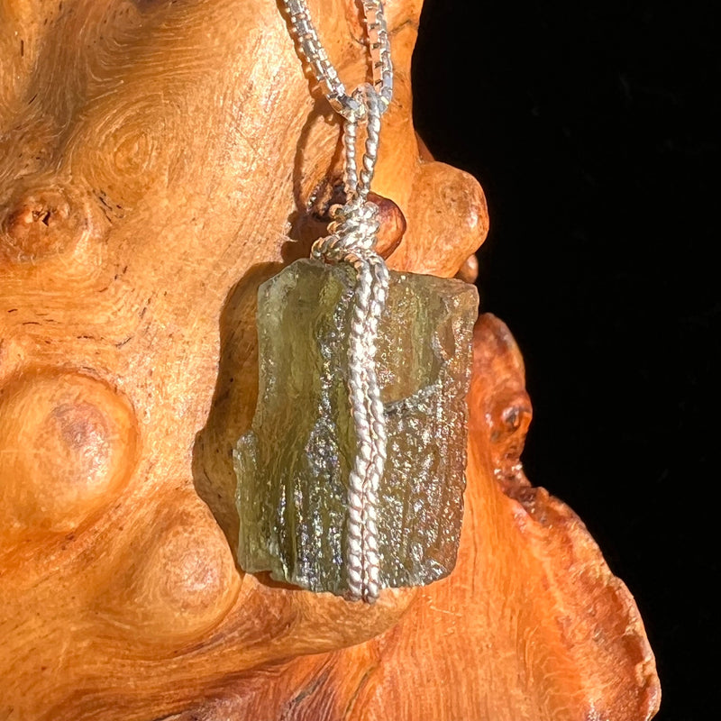 Moldavite Wire Wrapped Pendant Sterling Silver #5781-Moldavite Life