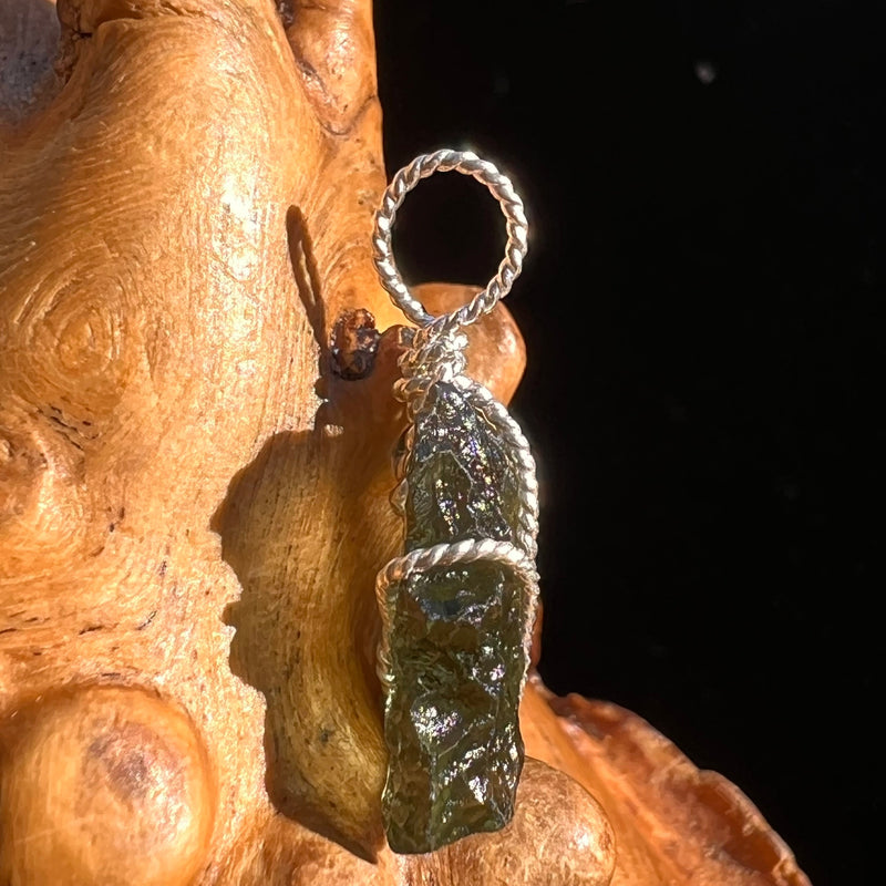 Moldavite Wire Wrapped Pendant Sterling Silver #5784-Moldavite Life