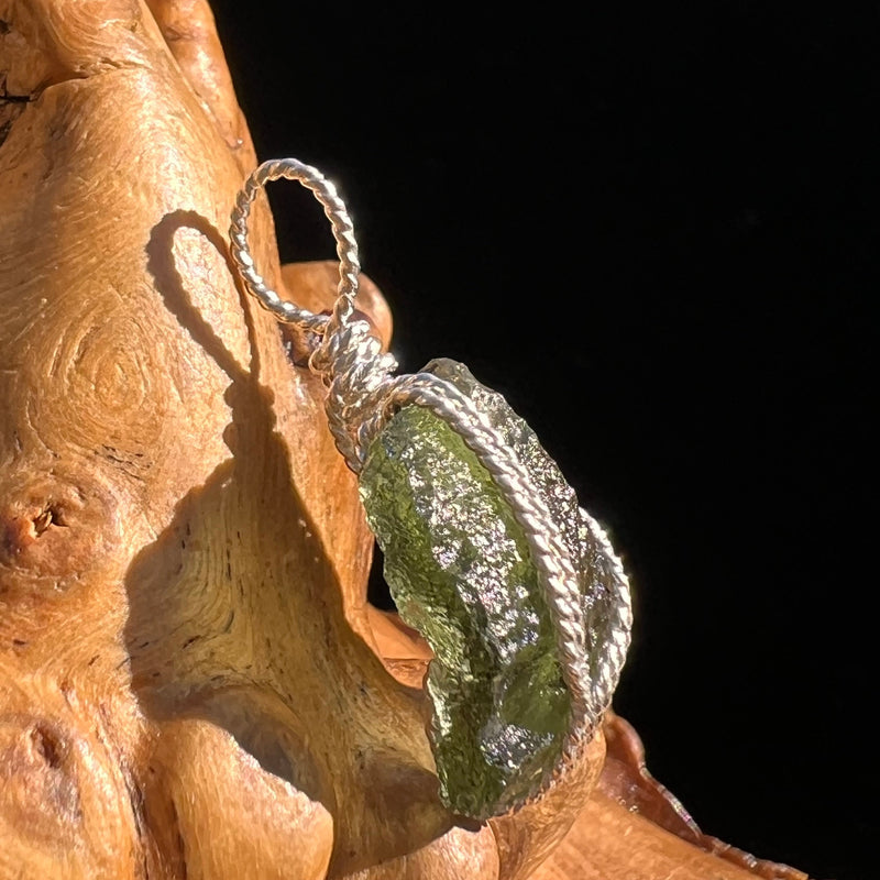Moldavite Wire Wrapped Pendant Sterling Silver #5786-Moldavite Life