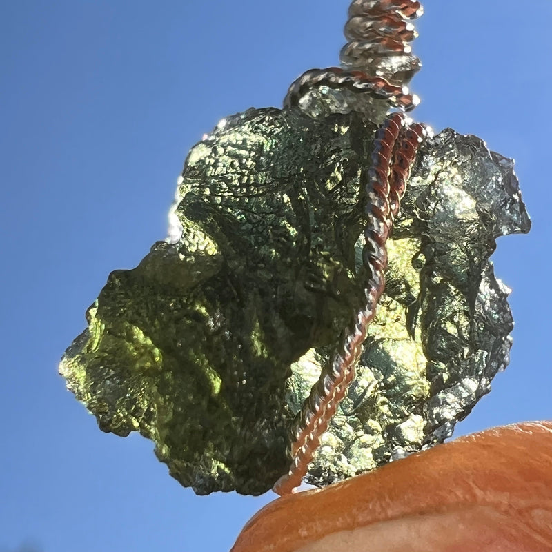 Moldavite Wire Wrapped Pendant Sterling Silver #5789-Moldavite Life