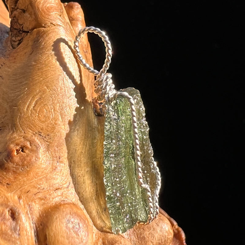 Moldavite Wire Wrapped Pendant Sterling Silver #5794-Moldavite Life