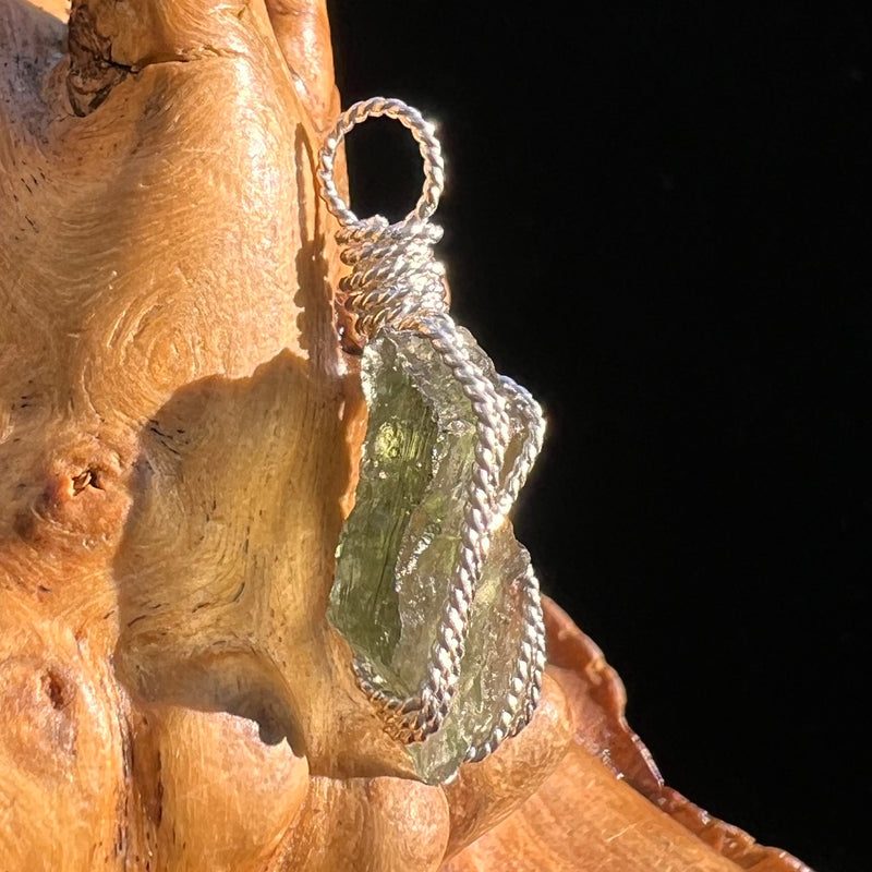 Moldavite Wire Wrapped Pendant Sterling Silver #5795-Moldavite Life