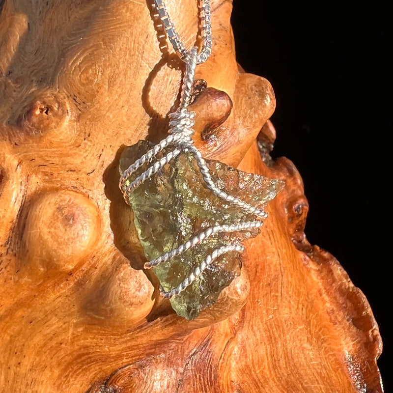 Moldavite Wire Wrapped Pendant Sterling Silver #5798-Moldavite Life