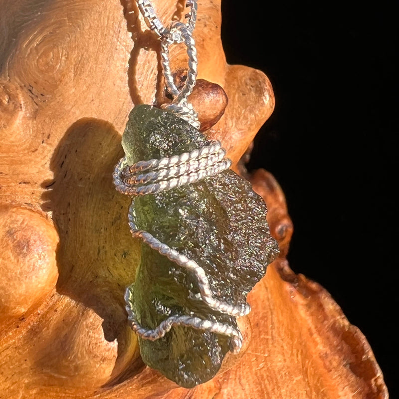 Moldavite Wire Wrapped Pendant Sterling Silver #5799-Moldavite Life