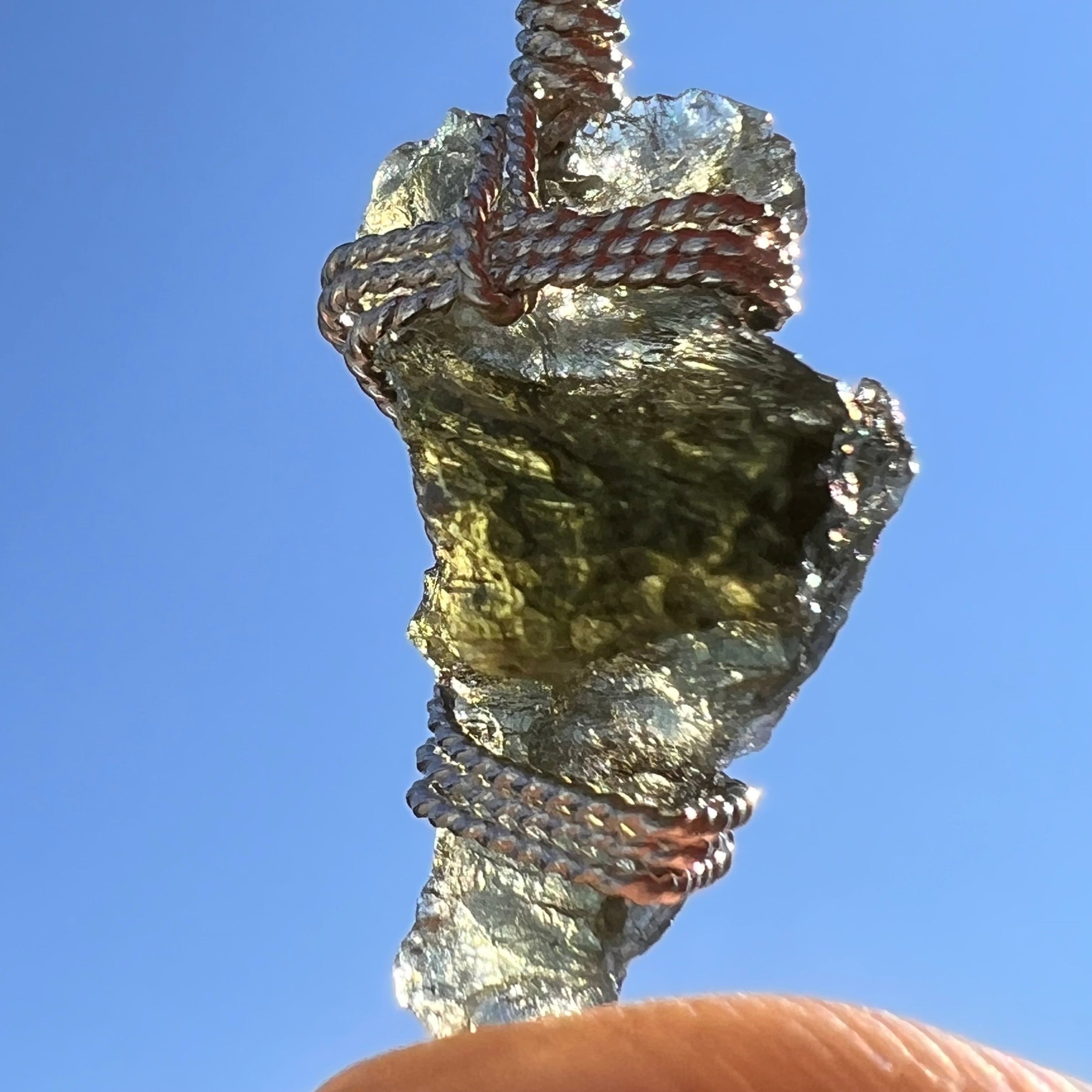 Moldavite Wire Wrapped Pendant Sterling Silver #5800-Moldavite Life