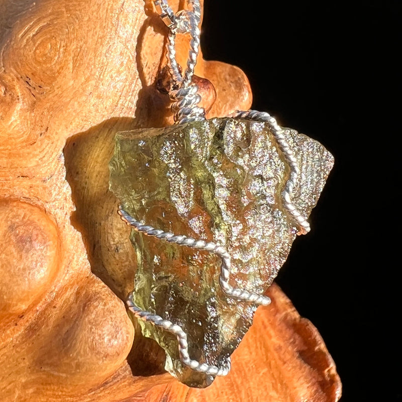 Moldavite Wire Wrapped Pendant Sterling Silver #5806-Moldavite Life