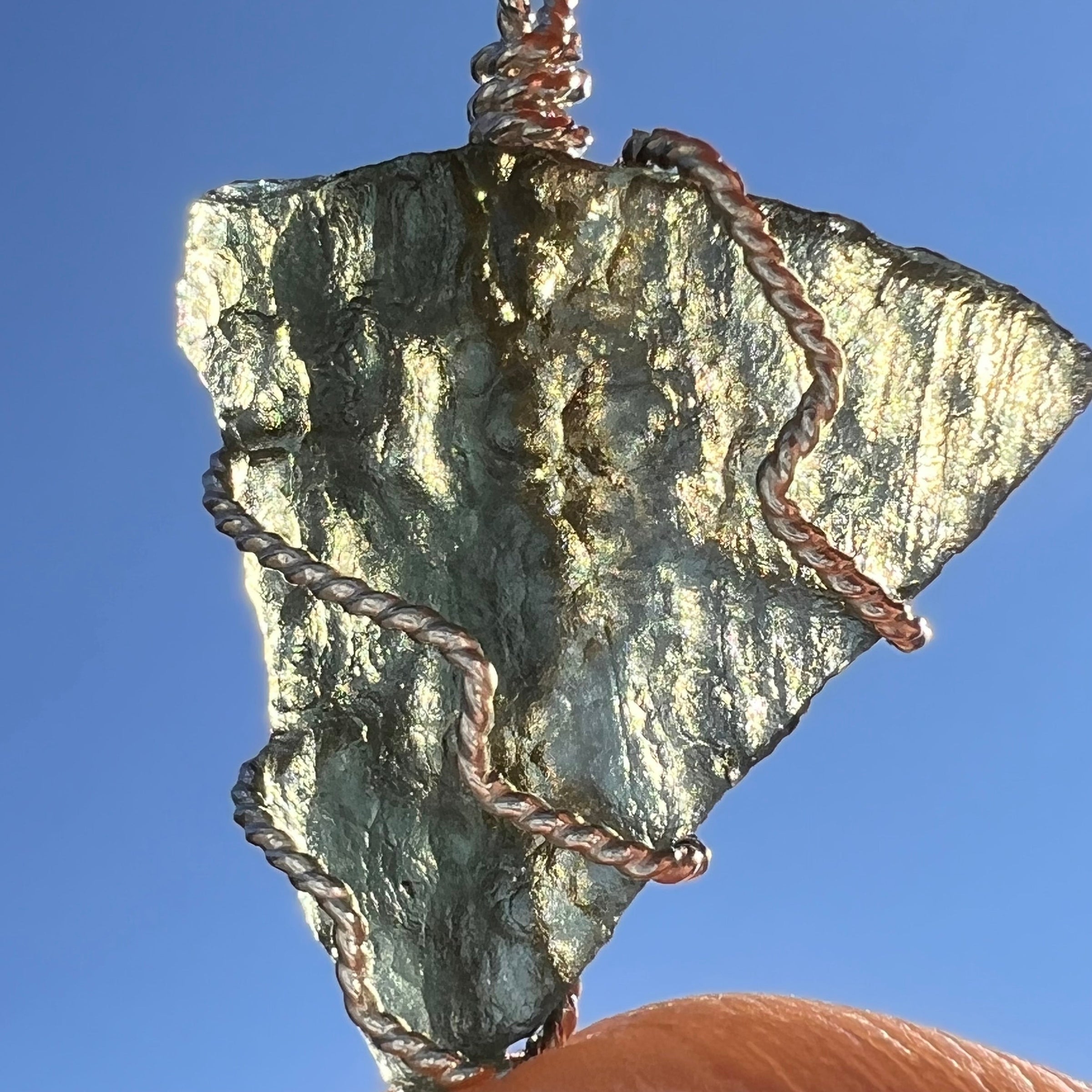 Moldavite Wire Wrapped Pendant Sterling Silver #5806-Moldavite Life