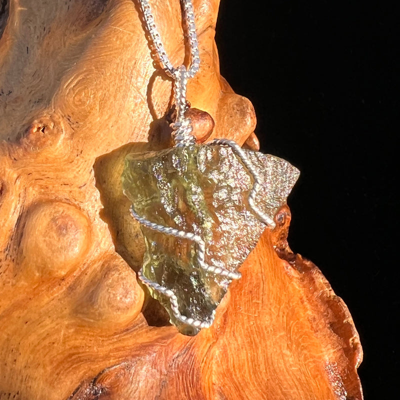 Moldavite Wire Wrapped Pendant Sterling Silver #5806-Moldavite Life
