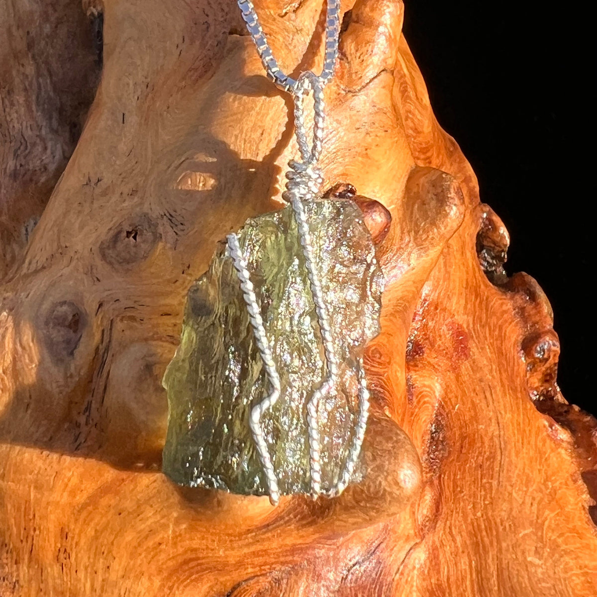 Moldavite Wire Wrapped Pendant Sterling Silver #5811-Moldavite Life