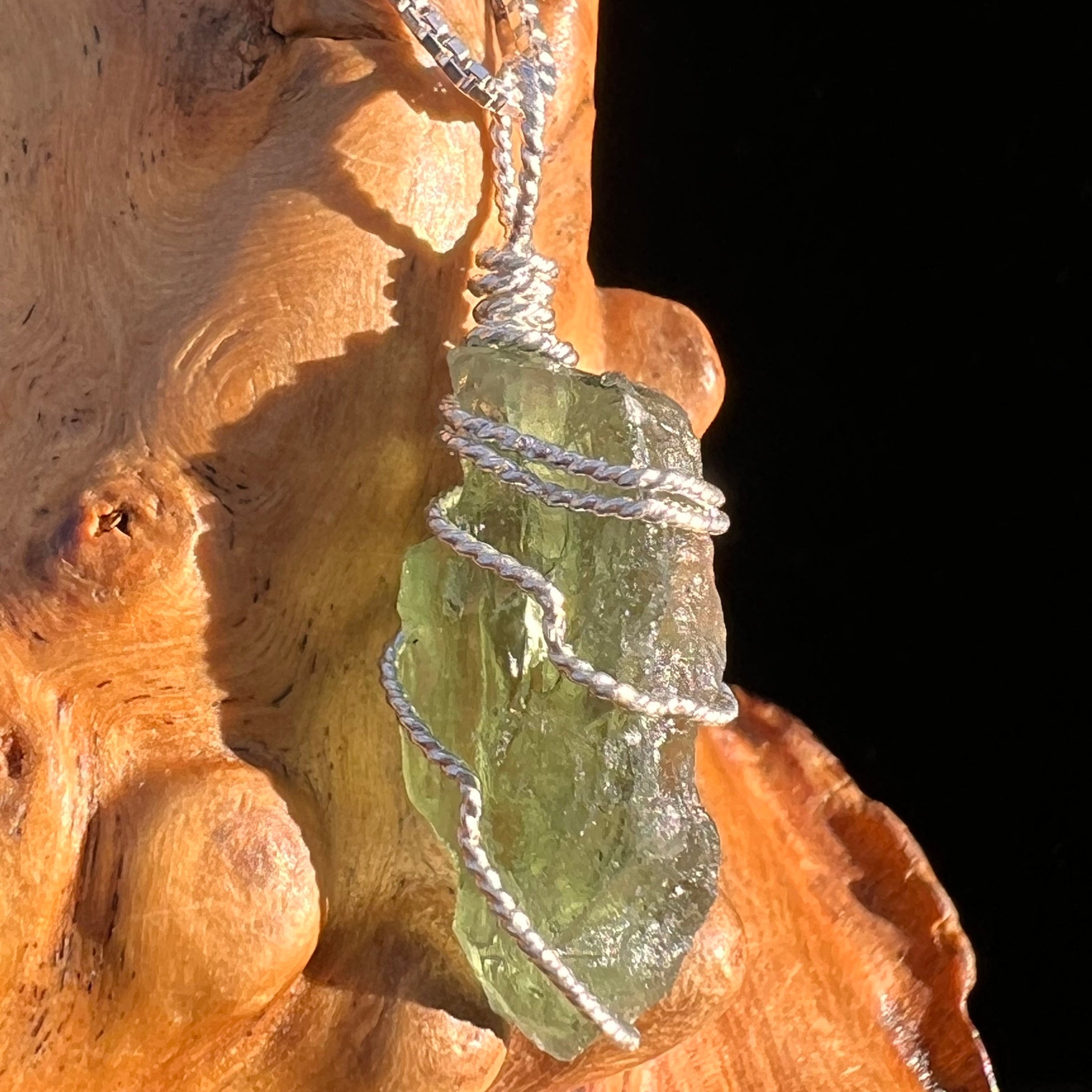 Moldavite Wire Wrapped Pendant Sterling Silver #5812-Moldavite Life